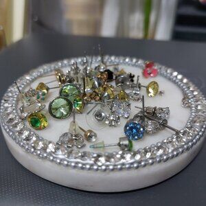 Pencil Clear Blue Organizer Jewelry Box Opens On BOTH SIDES with Compartments
